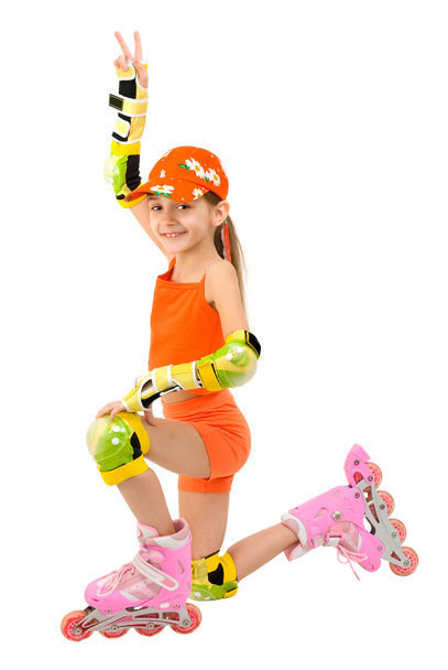 The girl on roller skates - 写真・画像
