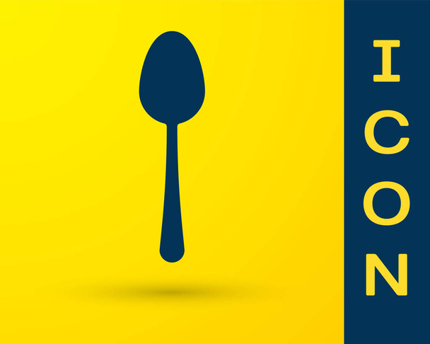 Значок Blue Spoon выделен на желтом фоне. Кухонная утварь. Прибор для столовых приборов. Векторная миграция
 - Вектор,изображение