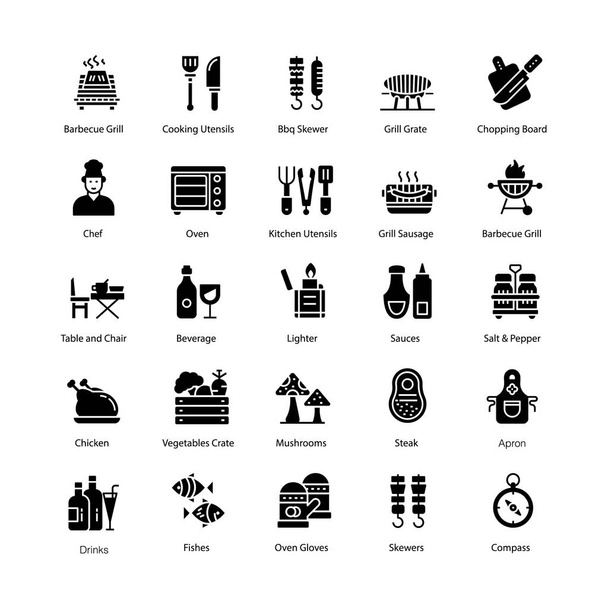 Get an amazing barbeque and grilling solid icons pack for making your next project more alluring. Editable quality of this set is worthy for you. Don't waste time and grab it now!  - Vector, Image