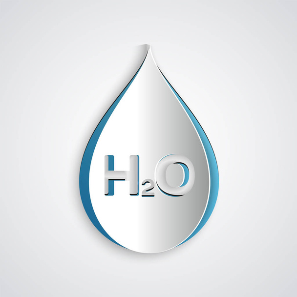 Папір вирізав краплю води з піктограмою H2O ізольовано на сірому фоні. Формула води. Стиль паперового мистецтва. Векторна ілюстрація
 - Вектор, зображення