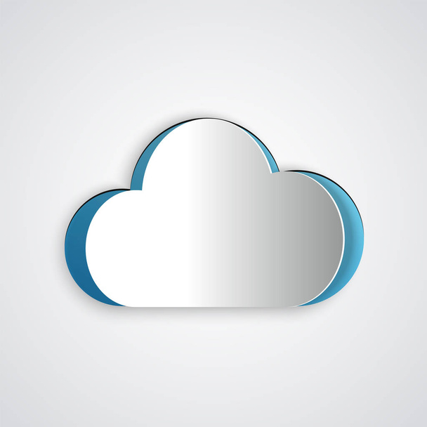 Paper cut Cloud icon isolated on grey background. Paper art style. Vector Illustration - ベクター画像