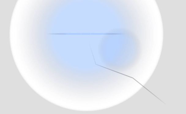 Rechte en onregelmatige lijnen met zachte gekleurde cirkel in grote ronde witte ring. Lange en smalle markering met cilinder vorm aan de binnenzijde van groot circulair object. - Vector, afbeelding