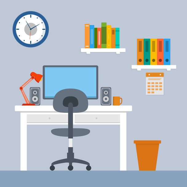 interior illustration of a workspace - Vector, Image