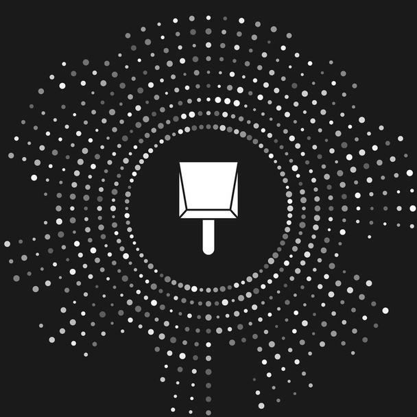 Icono de Dustpan blanco aislado sobre fondo gris. Servicios de limpieza de palas. Puntos aleatorios de círculo abstracto. Ilustración vectorial
 - Vector, imagen