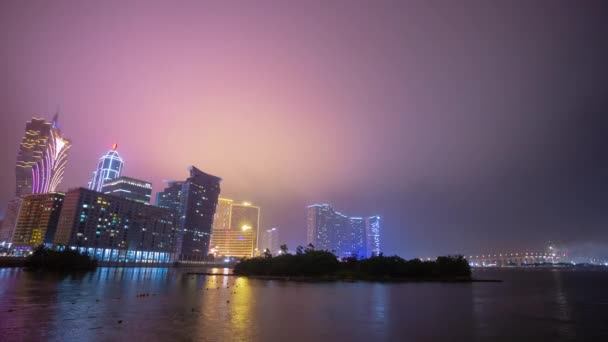 Isla de Macao paisaje urbano iluminado panorama por la noche 4k timelapse material de archivo china
 - Imágenes, Vídeo
