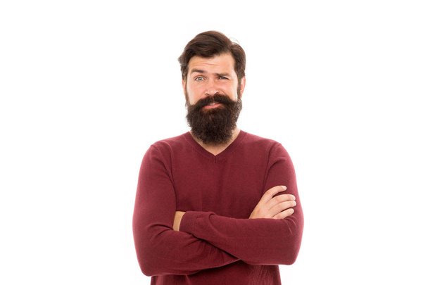 Simply required to not shave. Beard hairs grow at different rates. To grow awesome beard, simply put away your razor and trimmer and wait. Man with long beard and mustache isolated white background - 写真・画像