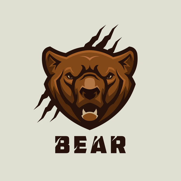 Bear head. Stylized grizzly bear vector mascot. - Vector, imagen