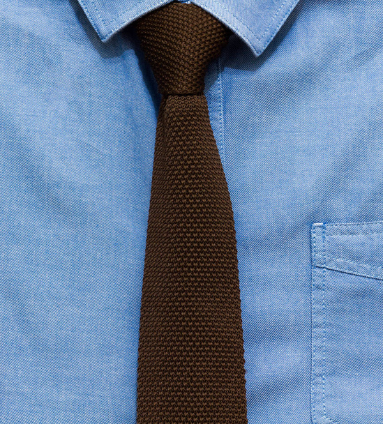 blue shirt and knit tie - Photo, Image