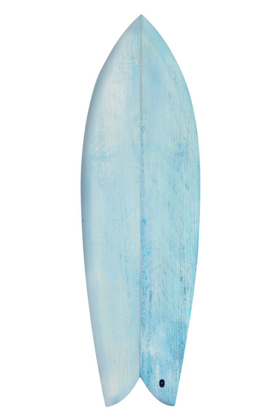 Vintage wood fish board surfboard isolated on white with clipping path for object, retro styles. - Photo, Image