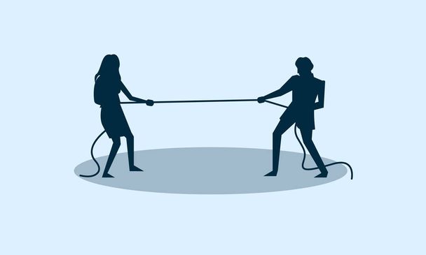 homem e mulher puxando corda vetor ilustrador
 - Vetor, Imagem