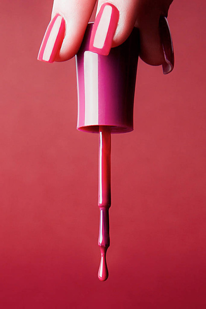 A pink drop of a nail polish - Foto, Bild