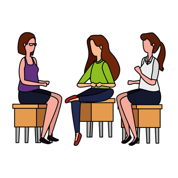 κομψές γυναίκες επιχειρηματίες που κάθονται σε - Διάνυσμα, εικόνα