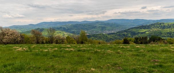Панорама горного хребта Сласки с луга, ниже холма Велика Чантория на польско-чешской границе
 - Фото, изображение