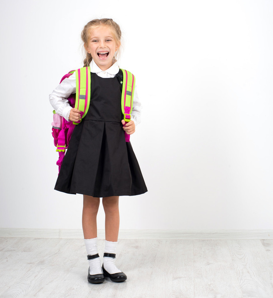 little cute girl with a backpack - Foto, Imagem