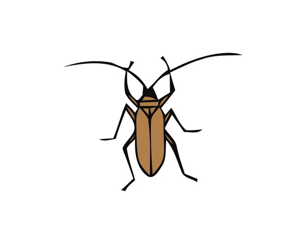 Векторный чёрный силуэт жука-скарабея изолирован на белом фоне
. - Вектор,изображение
