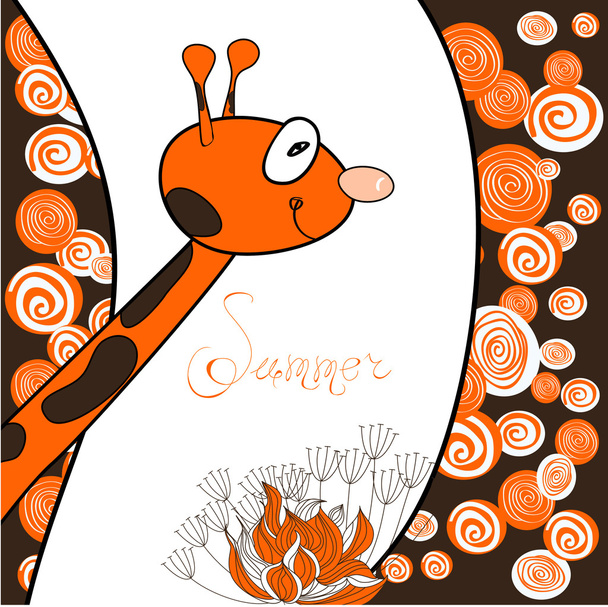 Decorative card with giraffe - Vettoriali, immagini