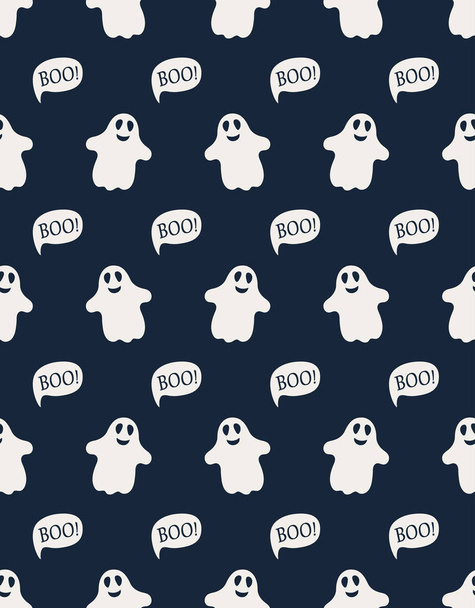 seamless pattern with cute little cartoon ghosts - ベクター画像