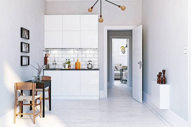 moderní skandinávský styl interiér kuchyně. - Fotografie, Obrázek