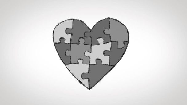 heart made of an animated puzzle, ideal for themes concerning the theme of autism - Foto, imagen