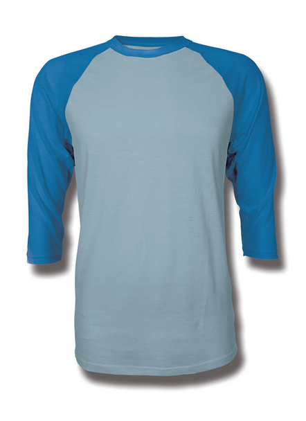 Pasting your graphic into this Front View Three Quarter Sleeves Baseball Tshirt Mock Up In Aqua Marine Color, Showcase your designs like a graphic design pro - Photo, Image