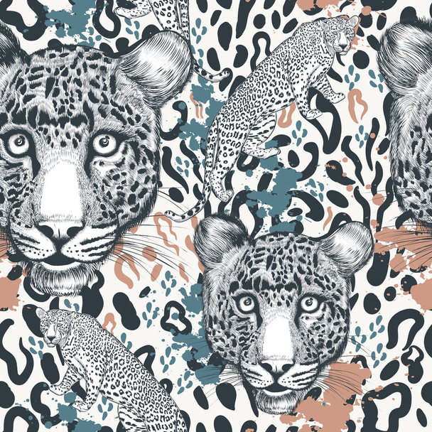 Animal vector print with leopard ornament, wallpaper, pattern  ideal for textile designs - Vektor, Bild