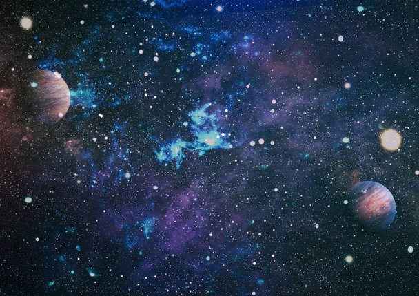 虹色の星空星空。惑星地球から遠く離れた多くの光年の深宇宙のタールフィールドと星雲。マルチカラーの宇宙空間。この画像の要素は、NASAによって提供. - 写真・画像