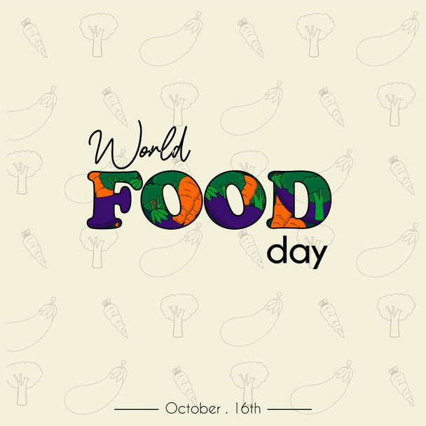 Παγκόσμια ημέρα φαγητού στις 16 Οκτωβρίου με λαχανικά διάνυσμα κινουμένων σχεδίων - Διάνυσμα, εικόνα
