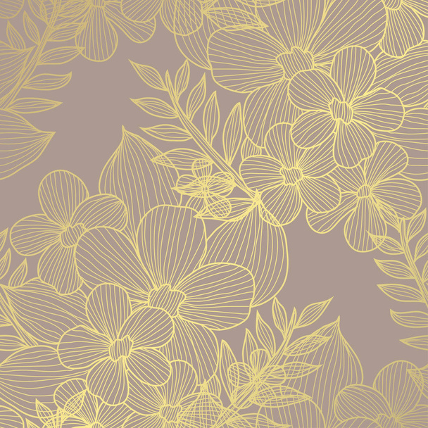 golden floral pattern - Vektor, kép