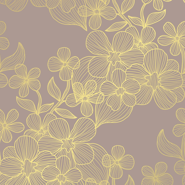 golden floral pattern - Wektor, obraz