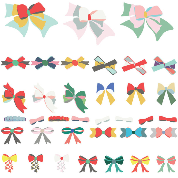 Set of colourful bows on white background. - Vector, Image