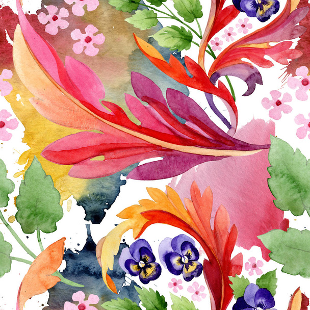 Ornamento com pálias flores botânicas florais. Conjunto de ilustração de fundo aquarela. Padrão de fundo sem costura
. - Foto, Imagem