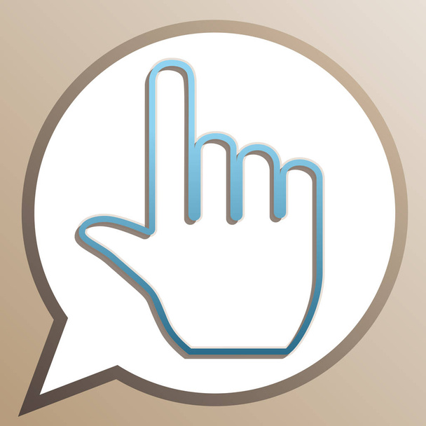 Hand sign illustration. Bright cerulean icon in white speech bal - Vector, Image