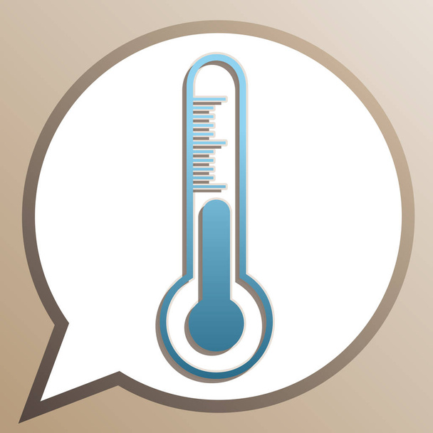 Meteo diagnosztikai technológiai hőmérő jel. Fényes ceruleai - Vektor, kép