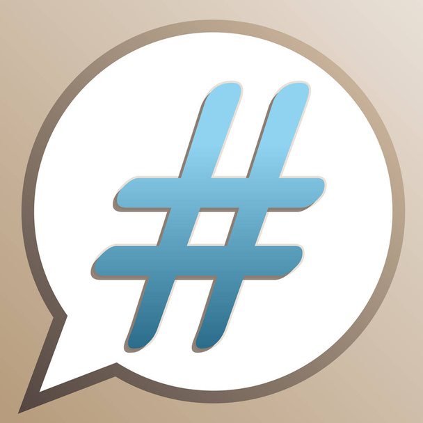 Hashtag-Zeichen-Illustration. helles Cerulean-Symbol in weißer Rede  - Vektor, Bild