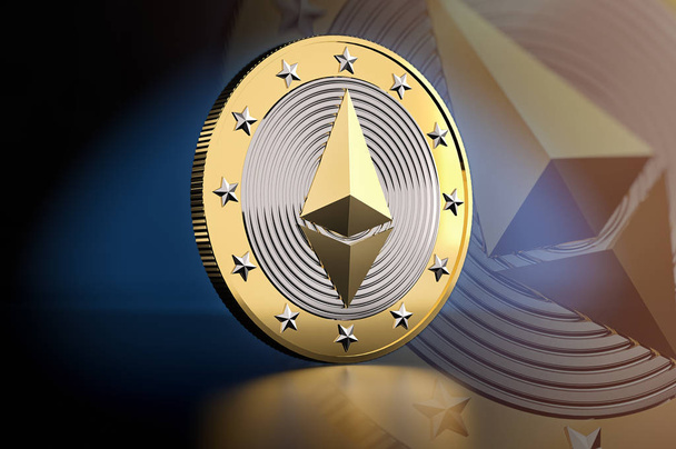 Ethereum Coin - 3D Rendering - Photo, Image