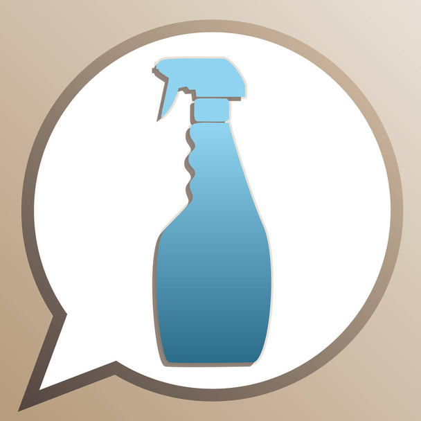 Plastic bottle for cleaning. Bright cerulean icon in white speec - Vector, Image