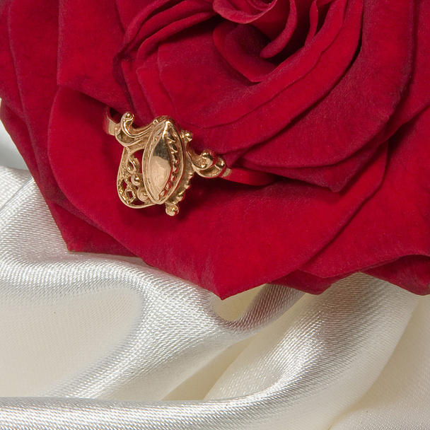 δαχτυλίδι με τριαντάφυλλο - Φωτογραφία, εικόνα