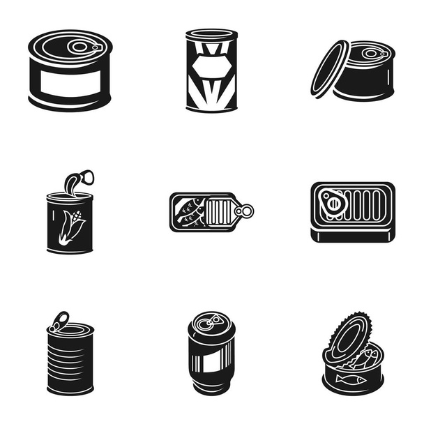Can food tins icon set, simple style - Вектор,изображение