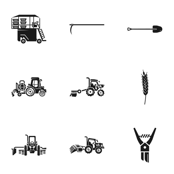 Agronomy machinery icon set, simple style - Vettoriali, immagini
