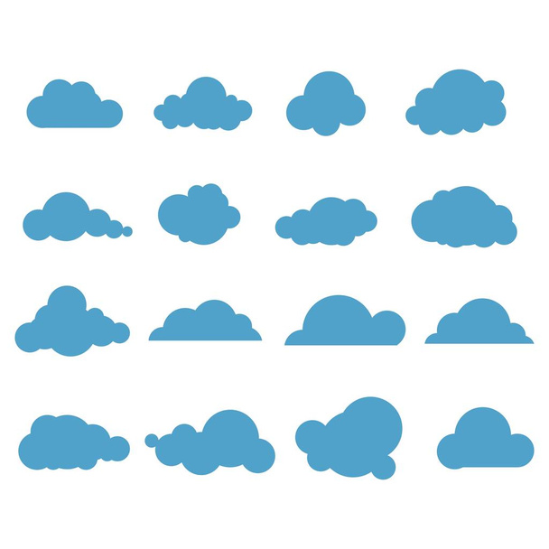 雲。異なる雲の形をした青い空。かわいい夏の雲 - ベクター画像