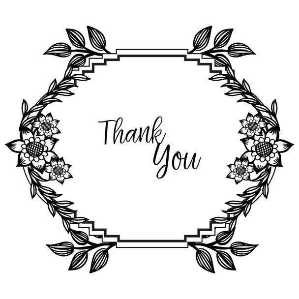 Wallpaper of card thank you, ornate of beautiful floral frame. Vector - Vector, Image