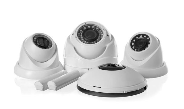Different equipment of security system on white background - Photo, Image