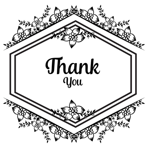 Shape of card thank you, design element floral frame, isolated on a white backdrop. Vector - Vektor, kép