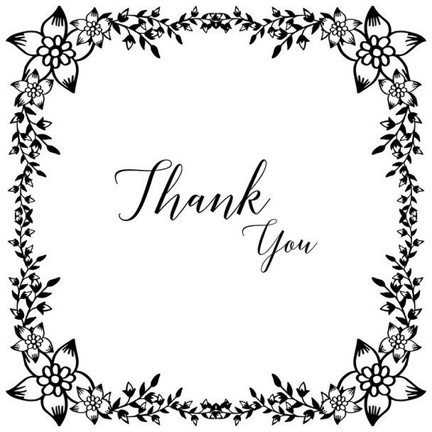 Shape of card thank you, design element floral frame, isolated on a white backdrop. Vector - Vecteur, image