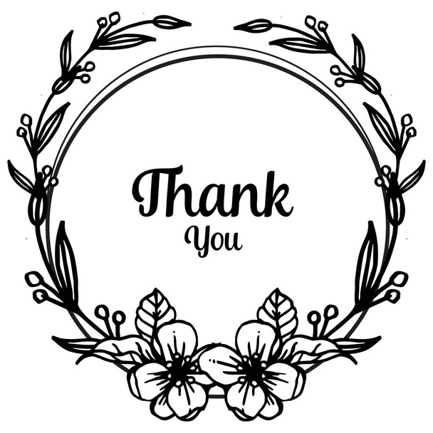 Greeting card thank you, shape various vintage flower frame. Vector - Vector, Image