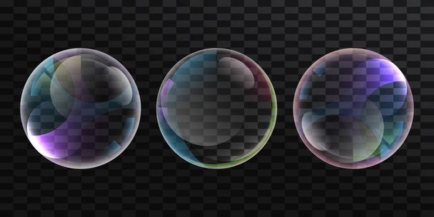 Set van kleurrijke zeepbellen vector geïsoleerd op achtergrond - Vector, afbeelding