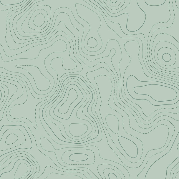 Topografische kaart werkelijke topografische kaart in groene tinten naadloze ontwerp fancy betegelbare patroon - Vector, afbeelding