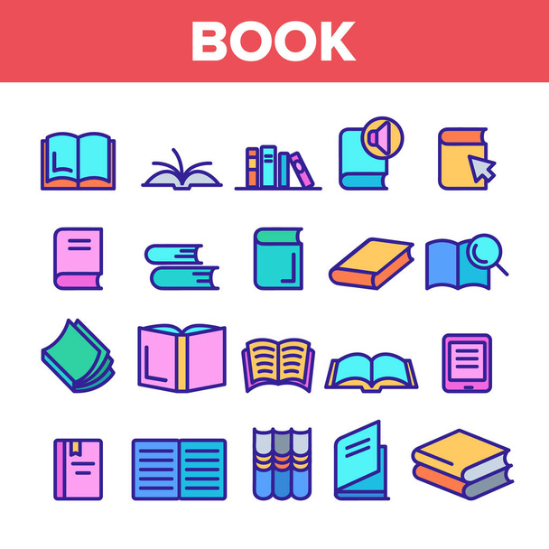 Biblioteca de colores Iconos de signos de libro Set Vector
 - Vector, Imagen