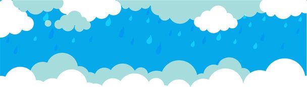 bulutlar ve yağmur ile Muson mevsim afiş vektör illüstrasyon tasarımı - Vektör, Görsel
