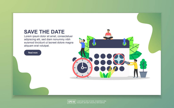 Landing page template of save the date. Modern flat design concept of web page design for website and mobile website. Easy to edit and customize. - Vector, Image